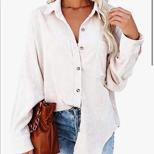 Cream Corduroy Shirt Jacket
